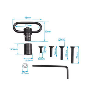 Correa táctica de seguridad de metal negro de liberación rápida de 1 pulgada/1.25 pulgadas/1.5 pulgadas con hebilla QD moleteada y tornillos de base - Product Image 5