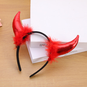 MADESHINE Bandeau en tissu rouge avec cornes de diable et plumes pour femmes et filles, idéal pour les fêtes d'Halloween, Nouveauté, Prix usine - Product Image 5