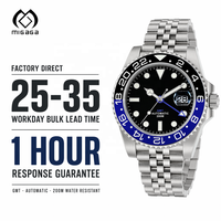 Montre de plongée GMT personnalisée avec logo, pour hommes, 200 m, automatique, mécanique, montre-bracelet, fournisseur OEM, vente en gros, Relojes, acier