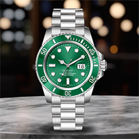 Montre de plongée à quartz avec logo personnalisé pour homme, 10 ATM étanche, chronographe sport, aiguilles lumineuses, boîtier et bracelet en acier inoxydable