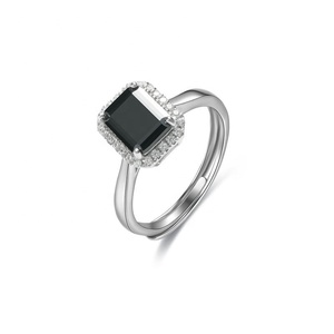 YSYH 925 <strong>Silver</strong> Rhodium Plated Square Cut Moissanite <strong>Ring</strong> 3ct <strong>Big</strong> Size Black Moissanite <strong>Ring</strong> for Women - Product Image 1
