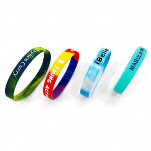 Vente flash, bracelet en silicone personnalisé de haute qualité, pas cher, multicolores, en caoutchouc recyclé, bracelets personnalisés - Product Image 5