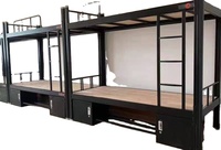 Lit superposé double insonorisé personnalisable avec rideaux et échelles latérales, idéal pour dortoirs, hôtels, appartements et auberges de jeunesse - Vente chaude