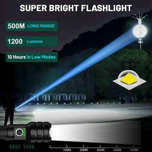 Mạnh mẽ dài Phạm vi chùm tia chiến thuật sạc LED trắng Laser <span class=keywords><strong>Torch</strong></span> cho trường hợp khẩn cấp, cắm trại, đi bộ đường dài - Product Image 2