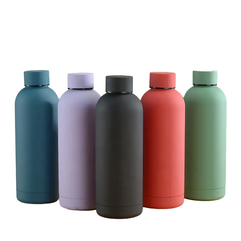 wholesale 304 stainless steel outdoor double wall Vcauum flask 350ML 500ML 750ML sports water cup rubber paint insulation bottle