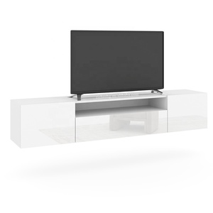 Meuble TV mural flottant haute brillance 160 cm pour salon, meuble TV suspendu, unité TV - Product Image 2