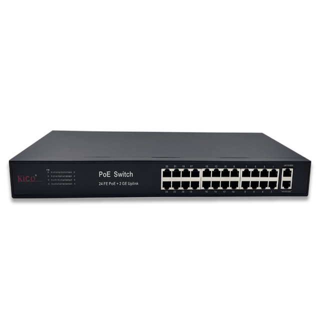 Ethernet RJ45 POE Switch 24 POE + 2 Uplink Compact Size 16G Switch Capacity IEEE 802.3af 10/100/1000Mbps Transmission Rate Video