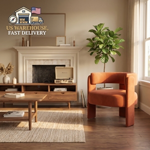 [Disponibile negli USA] <span class=keywords><strong>Poltrona</strong></span> Moderna in Velluto Arancione, Sedia Singola Imbottita di Design per Soggiorno, Camera da Letto o <span class=keywords><strong>Ufficio</strong></span> - Product Image 1