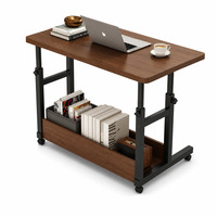Table de chevet mobile réglable avec étagère de rangement, bureau pour ordinateur portable à placer au-dessus du lit, pour chambre et bureau à domicile