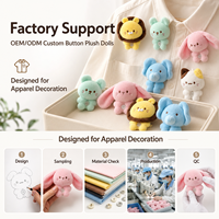 Figurine d'animal en peluche miniature personnalisée avec visage brodé et accent boutonné, poupée douce de collection pour clubs, événements, articles promotionnels pour fans et cadeaux
