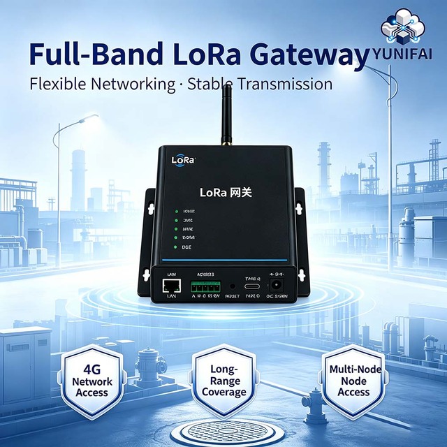YFL1410-4G LoRa SX1262 Chipset Data Transmission Gateway EU868 Band Full Protocol TCP UDP HTTP MQTT Low Power IP30 Dustproof