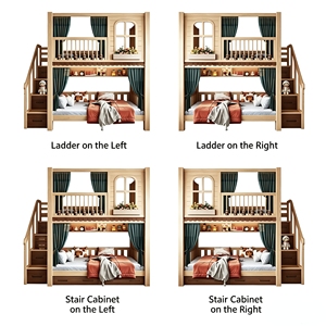 Lit superposé en bois massif moderne pour enfants et adolescents, avec glissière, style château - Product Image 6