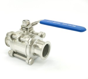 Vanne à boisseau sphérique manuelle 3 pièces durable en acier inoxydable 304 de qualité alimentaire, à température moyenne, à bride Tri-Clamp, pour vide et eau, KF16-KF100, personnalisable - Product Image 2