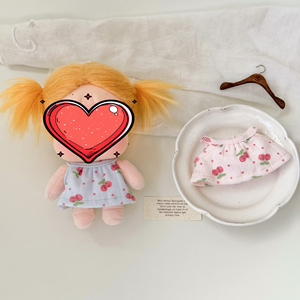 Ropa para Muñecas de 10 cm al por Mayor, Vestido de Camiseta Elástico con Estampado de Cerezas, Vestido <span class=keywords><strong>Mini</strong></span> para Muñecas, Apto para Muñecas de Peluche Crying Baby Long-Leg Kitty - Product Image 1