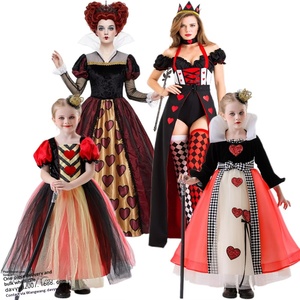 Completi da Donna, <span class=keywords><strong>Abbigliamento</strong></span> da Festa, Costume di Halloween per Bambini Regina Rossa con Cuore, Costume da Corte della Regina Rossa COS per Famiglia - Product Image 6