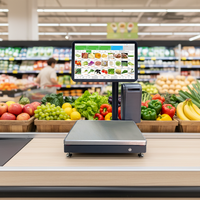 Terminal de point de vente tout-en-un avec écran de 15,6 pouces, balance intégrée 30 kg/5 g, fonction caisse enregistreuse, système d'exploitation Windows/Android, garantie 1 an