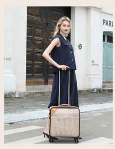 Valise à roulettes vintage à carreaux de 16 pouces en PU léger, unisexe, durable, moderne et portable - Product Image 3