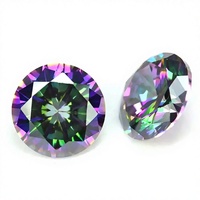 Zircone cubique de qualité supérieure, taille brillant ronde, traitée thermiquement, à changement de couleur, 7 mm, effet pierre arc-en-ciel, créée en laboratoire