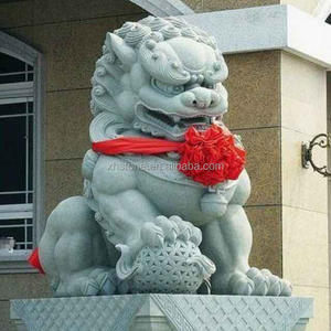 Giardino in stile indonesiano ornamento all'aperto Fengshui pietra di marmo naturale grandi <span class=keywords><strong>statue</strong></span> di cane Foo e cane Fu - Product Image 2