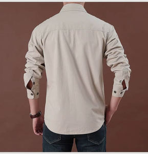 <span class=keywords><strong>M</strong></span>-6XL新款时尚男士春秋衬衫棉工作服口袋纽扣翻领加大码长袖上衣衬衫休闲衬衫 - Product Image 5