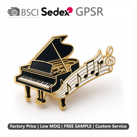 Broche personnalisée en émail dur pour clavier de piano à queue, plaquée or, badge de revers, MOQ 50 pièces pour les amateurs de musique