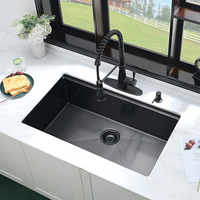 American Free Shipping 33 Inch PVD Nano Workstation Sink 16 Gauge R10 Corner Gunmetal Black Single Bowl Kitchen Sink