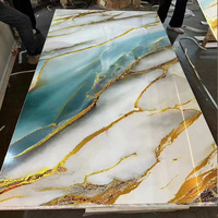 Feuille de marbre UV en PVC de 4x8 pieds, feuille d'or, panneau mural alternatif étanche, panneau de marbre de 3mm avec adhésif 3M