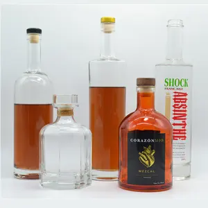 Empty 500ml 70cl Custom Whiskey Tequila Alcoholic Beverages Olive Oil Colored Vodka 1 Liter Rum Cork Bottle Bottle