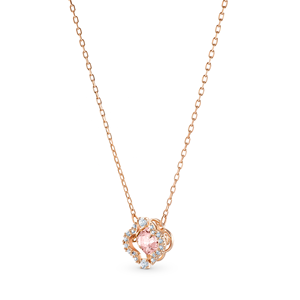 Collier pendentif en argent Sterling 925 plaqué or Rose, pierre Morganite, romantique, princesse - Product Image 2
