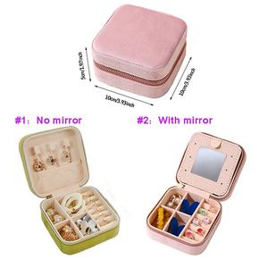 Caja organizadora de joyería de regalo para niñas y mujeres con logotipo personalizado, caja de almacenamiento de joyería con cremallera, pendiente, collar, estuche de viaje, joyero de terciopelo - Product Image 2