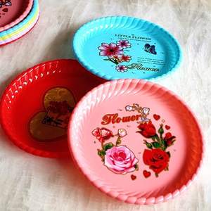 Plato de frutas en forma de flor con la inscripción “(doble felicidad)”, plato de frutas redondo y colorido para uso doméstico, adecuado para - Product Image 2