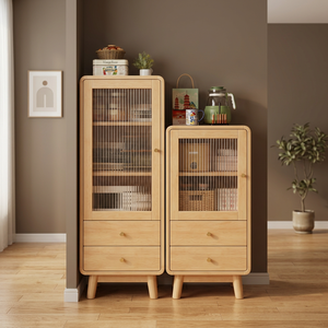 Librero moderno de madera con puerta de vidrio y cajones para el hogar, la oficina y la sala de estar. - Product Image 3