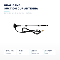 Antenne WiFi double bande 2,4 GHz 5,8 GHz à ventouse 7 dBi SMAMale avec câble RG174 de 3 m et 225 mm pour routeur, module, passerelle IPC