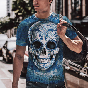 Magliette grafiche con teschio messicano per uomo e donna alla moda <span class=keywords><strong>Horror</strong></span> gotico con stampa Casual per la celebrazione del giorno della morte - Product Image 4