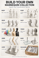 Mannequins de présentation en fibre de verre blanc mat pour buste, pieds et hanches, pour soutiens-gorge, sous-vêtements et chaussettes
