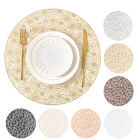 Nouveau dessous de plat rond en PVC style européen avec dentelle et feuille d'or, résistant à la chaleur et anti-brûlure, idéal pour la table et les sous-verres.