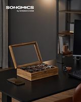 Boîte à montres artisanale personnalisée, organisateur de montres à 10 compartiments avec vitrine en verre et coussinets amovibles, boîte à montres et bijoux en bois de noyer