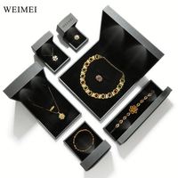 Boîte cadeau de bijoux en cuir gris grande taille pour ensembles emballage haut de gamme disponible avec logo personnalisé pour les marques de luxe