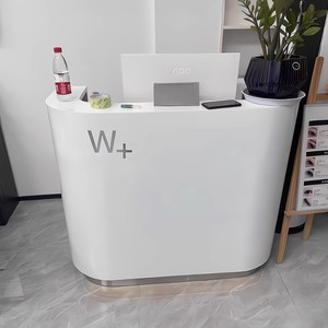 Modern Simple <b>Mini</b> Small 39 Inch Luxury Hair Salon Beauty Bank Dental Spa Reception <b>Desk</b> Front <b>Desk</b> with LED Lights for Salon - Product Image 5