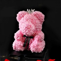Mahkota bunga busa PE Hari Valentine 25cm, mahkota beruang mawar abadi untuk hadiah ulang tahun dan Hari Ibu