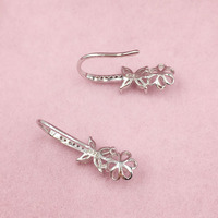 Mode S925 Sterling Silver Jewelry Findings Drop Earring Flower Hook ,18k Gold Plating ,DIY Accessories Silver