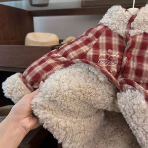 Reversible Plaid Cotton-Padded <b>Coat</b> For Girls Thick Warm Winter Stand-Up Collar Outwear - Product Image 4