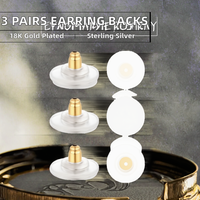 Moconar 3 paires de fermoirs de boucles d'oreilles à verrouillage pour boucles d'oreilles pendantes lourdes, en argent sterling 925 plaqué or 18 carats, hypoallergéniques et confortables