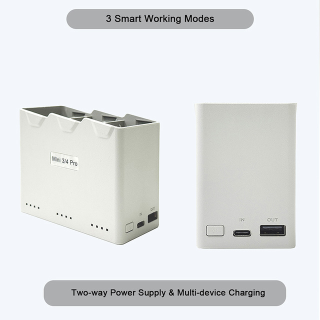 Intelligent Two-Way Charging Hub USB-C Triple Port Power Charger Station Fast Charge 3 Flight Batteries for Mini 3/4/5 Pro