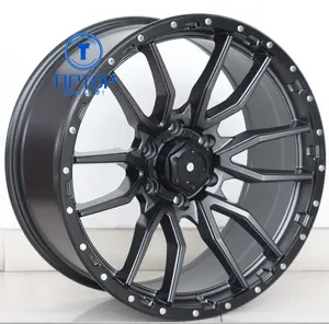 20英寸 20x9 铝合金车轮 4x4 越野车轮缎黑色 + 铬铆钉 6x139.7 5x127 工厂轮圈