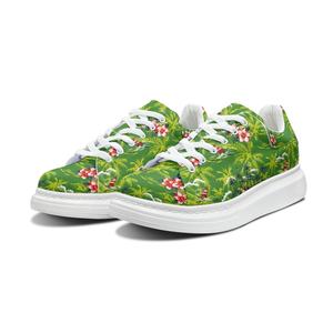 Ventas directas de fábrica Zapatillas de deporte Hawaiian Palm Leaf Hibiscus Flower Diseñador Cómodo con cordones Zapatos para correr Zapatos planos personalizados - Product Image 4