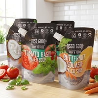 Sachet d'emballage alimentaire durable en PE de 12 oz, 300 ml, 500 ml, avec bec verseur, personnalisable, pour bouillon de bœuf, soupe de tomates, confiture