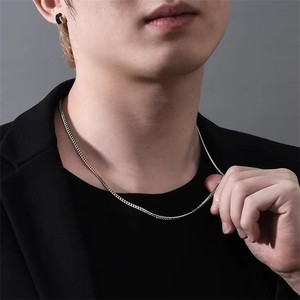 Collier vintage en argent sterling 925 taillé en <span class=keywords><strong>diamant</strong></span> massif Collier chaîne cubaine à maillons plats pour hommes et femmes Style italien - Product Image 6
