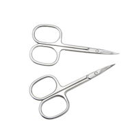 Ciseaux en acier inoxydable argenté poli miroir à pointe incurvée pour la coupe des fils, des poils des sourcils, des poils du nez et la couture pour hommes