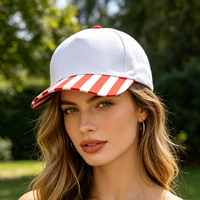 Casquette de baseball ajustable en toile de coton à 5 panneaux avec visière rayée, personnalisable avec logo brodé et couleur sur mesure, style A-Frame Snapback